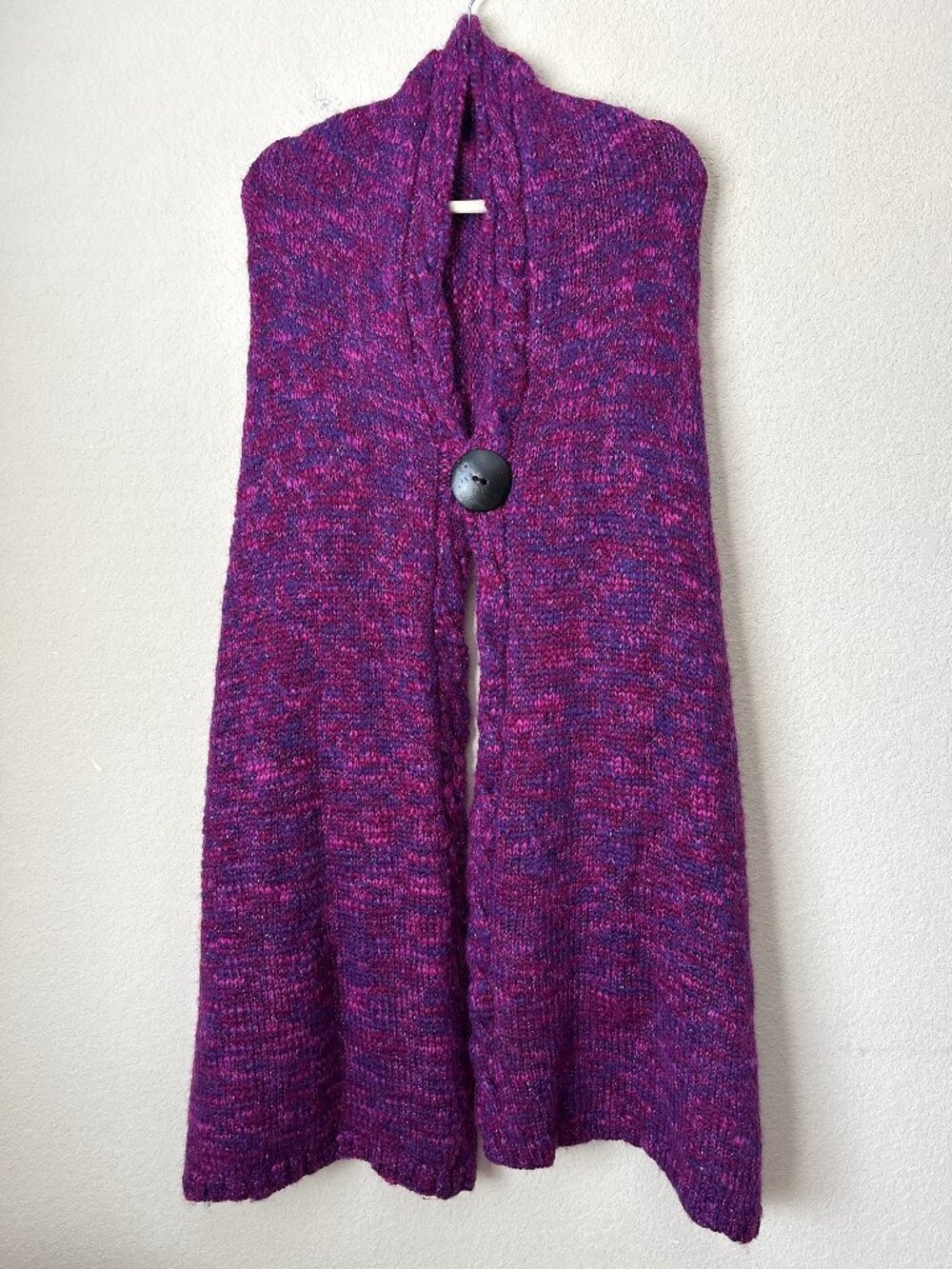Chico's Cozy Wool Blend Artsy Lagenlook Knit Cardigan Scarf Layering Shrug